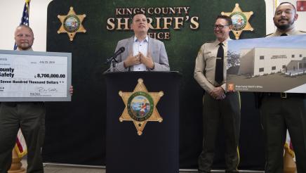Kings County Sheriff's Headquarters Dedication - Assemblymember Rudy Salas at Podium