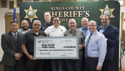 Assemblymember Salas presents check at Kings County Public Safety Infrastructure Funding Press Conference on 7/23