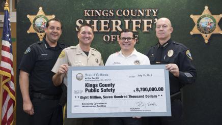 Assemblymember Salas presents check at Kings County Public Safety Infrastructure Funding Press Conference on 7/23