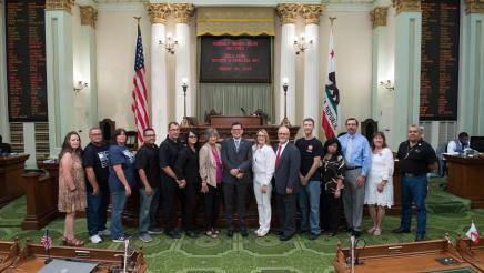 Assemblymember Salas with Gold Star Mother's and Families on the Assembly Floor